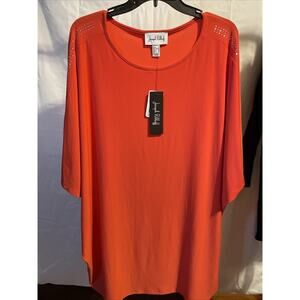 JOSEPH RIBKOFF Top Womens Size 16 Rhinestone Coral Tunic Shirt NWT